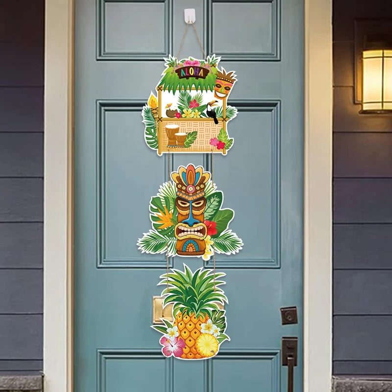 Hawaiian Party Paper Door Hanging Pendants Aloha Party Tropical Beach Party Banner Happy Summer Hawaii Birthday Party Supplies - Big Tim's Magic Emporium