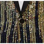 Men's Luxury Gradient Sequin Blazer Shawl Lapel Formal Stage Tuxedo Jacket
