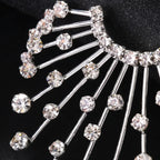 Oversized Crystal Rhinestone Geometric Fan Stud Earrings Drag Queen Stage Jewelry
