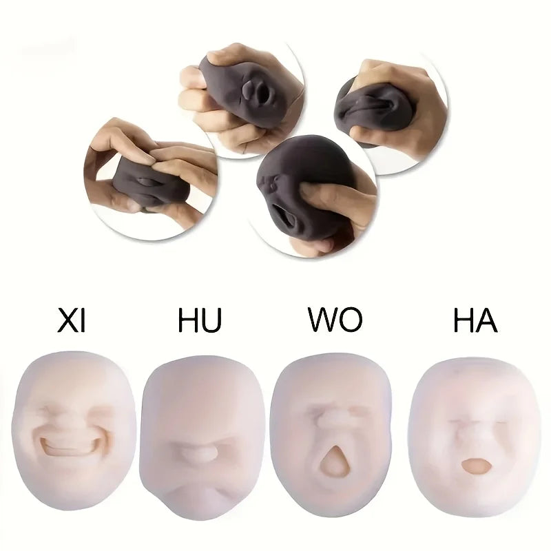 Fun Face Emotion Squeeze Ball Relax Toy for Children Adults Autism Sensory Anti-Stress Anxiety Relief Black Soft Squishy