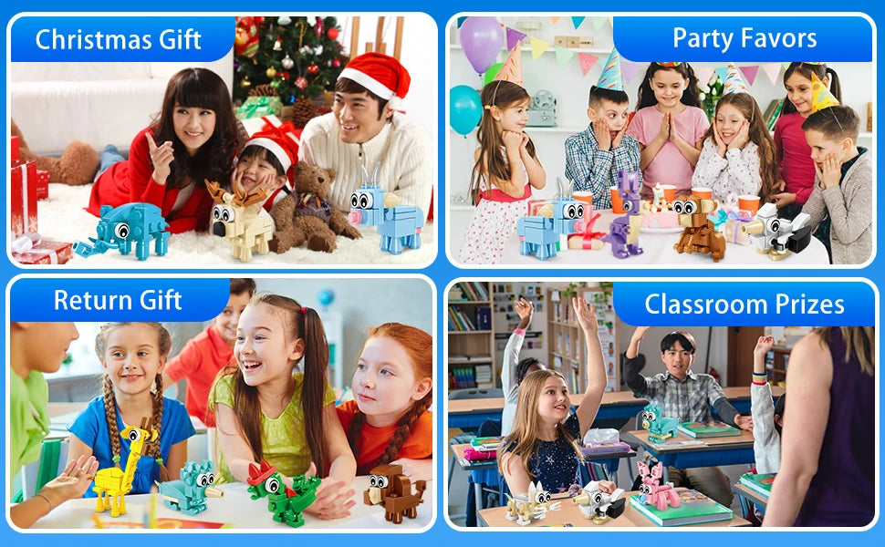 Party Favors for Kids Animals Building Block Toy for Goodie Bag Stuffers Classroom Student Prizes Birthday Gifts for Boys Girls