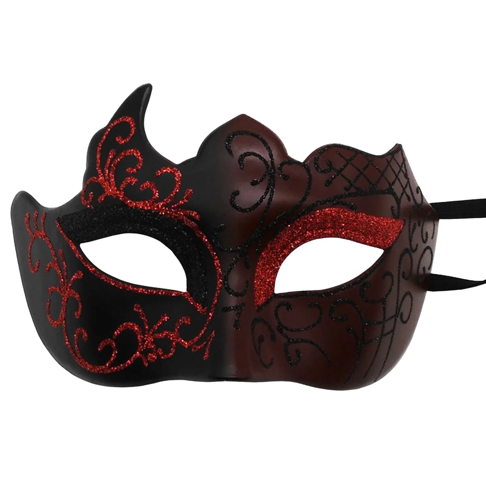 Half-Face Painted Men's Mask Painted with Shiny Powder Venice Style for Halloween Costume Supplies