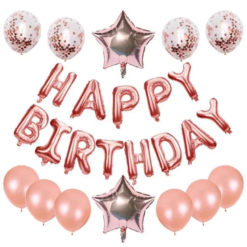 25Pcs/Set Happy Birthday Balloons Blue Foil Letter Balloon 12inch Confetti Latex Balloon For Boy Birthday Party Decoration