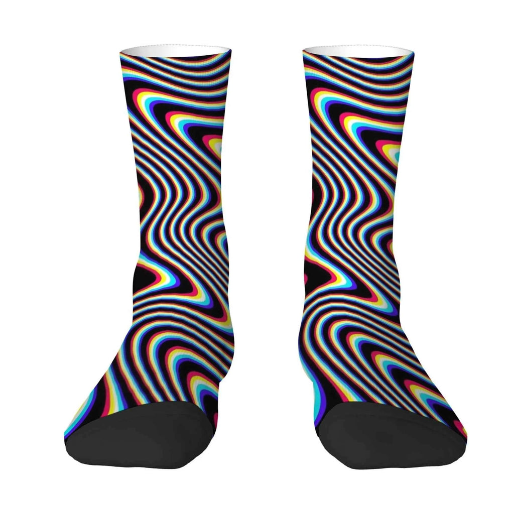 Optical Illusion Fluid Novelty Men's Socks Op Art Crazy Street Hip-Hop Funny Socks Breathable Anti-Slip Casual Sports Socks Gift