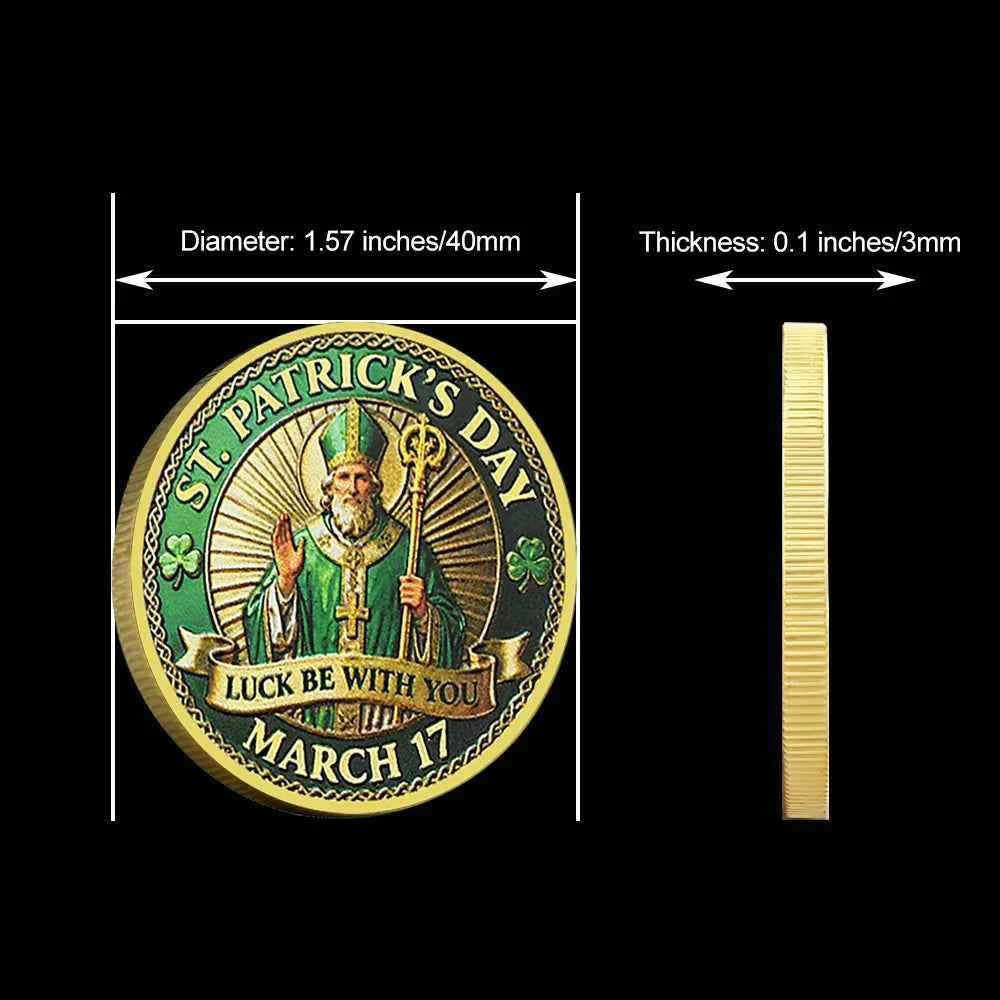 St. Patrick’s Day Commemorative Coin Lucky Four Leaf Clover Metal Challenge Coin March 17 Collectible Gift