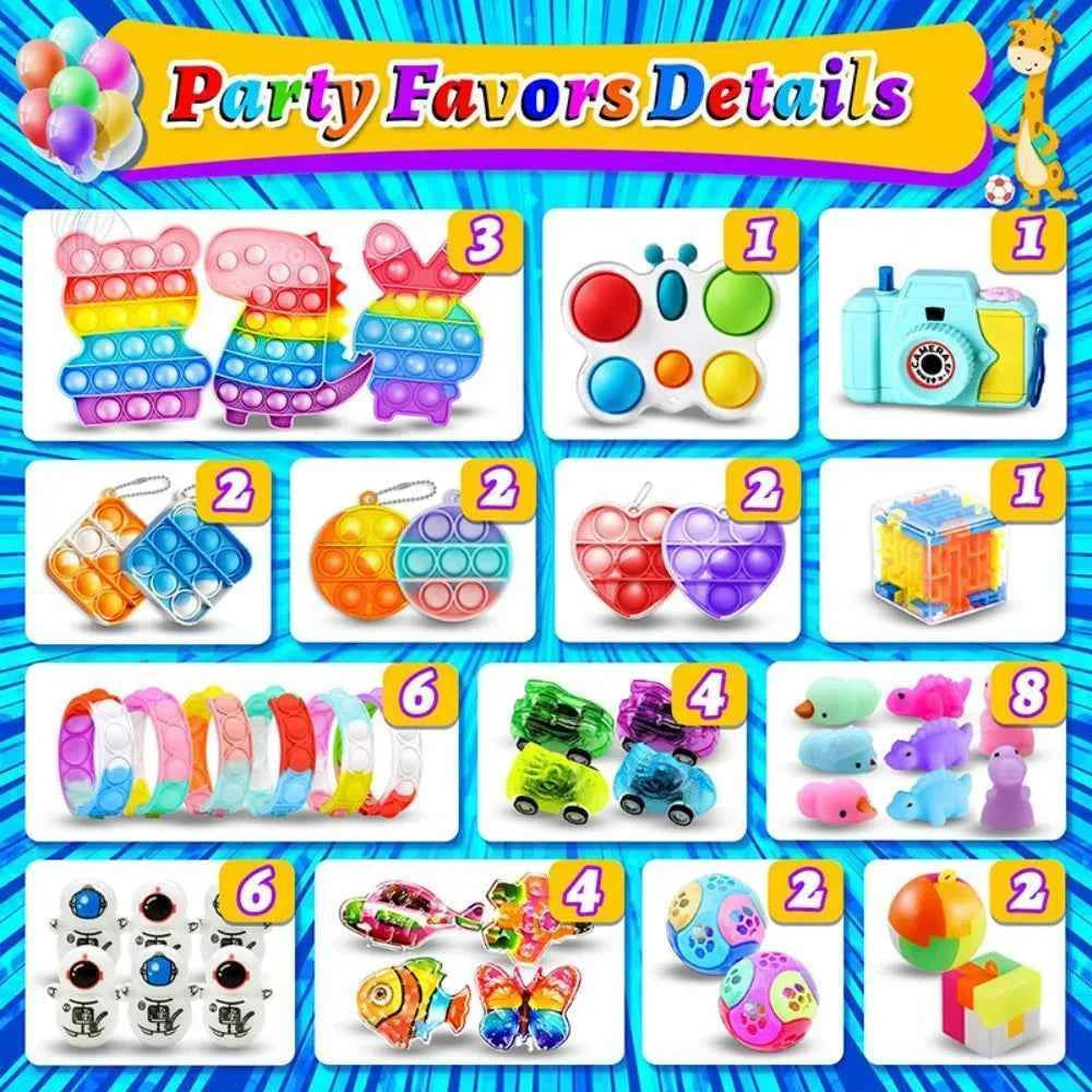Boxed 206 Pcs Party Favors Set for Birthday Wedding Children's Day Carnival Celebration Christmas Party Favors Classroom Prizes