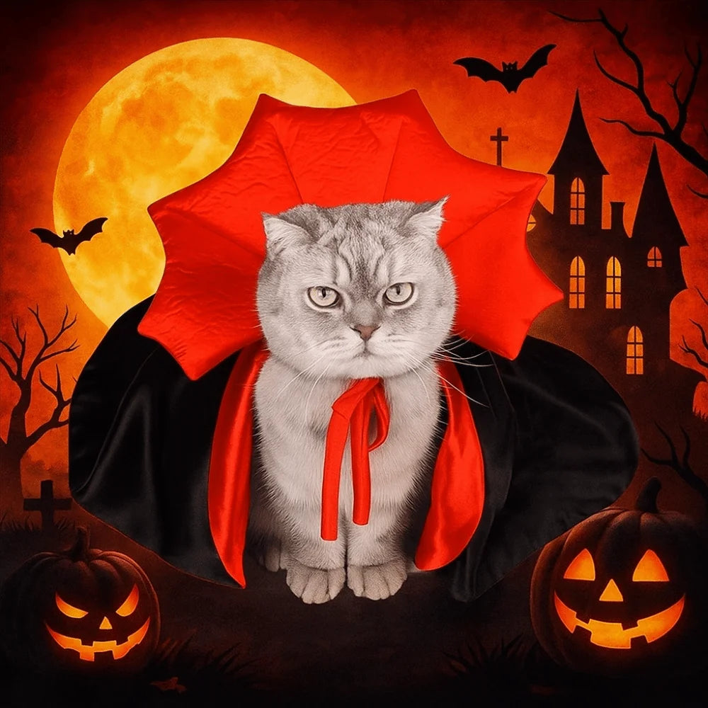 Stand-collar Halloween Pet Costume Adjustable Easy To Wear Dogs Knight Cape Pet Supplies Soft Fabric Cat Cosplay Cloak Animal