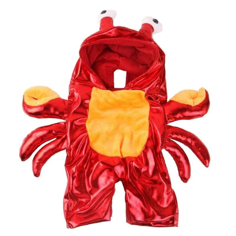 Adorable Cartoon Crab Pet Costume Animal Hoodie Warm Outfits Cloth Crab Theme Dog Halloween New Year Costume