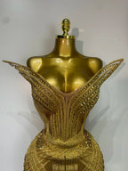 Sparkly Rhinestone Mesh Strapless Mini Dress Evening Stage Performance Outfit
