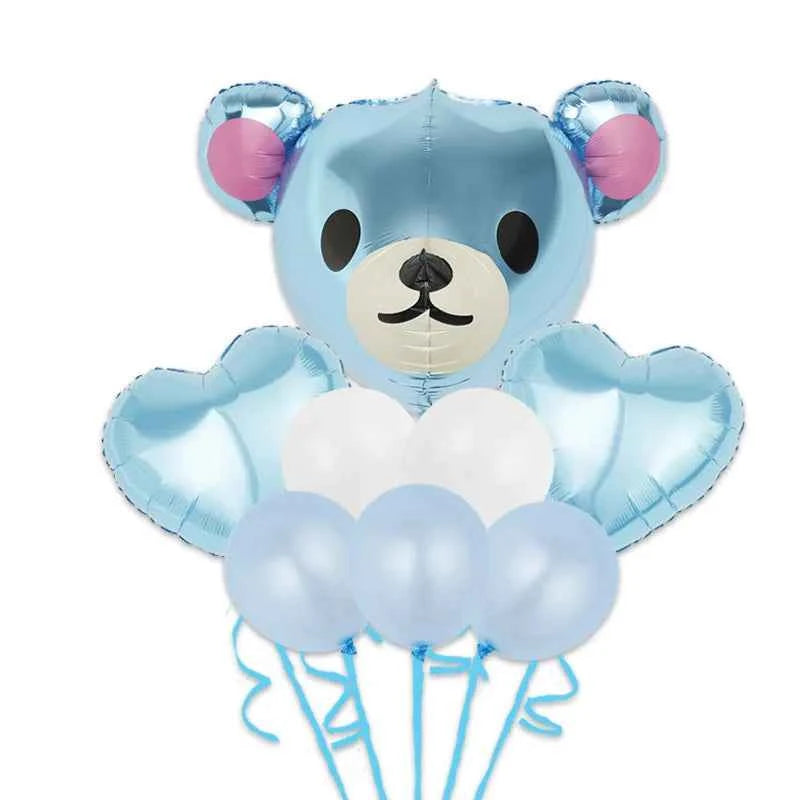 4D Transparent Baby Shower Boy Girl Bear Bubble Ball Kids 1st Birthday Party Blue Pink Helium Balloon Gender Reveal Decoration