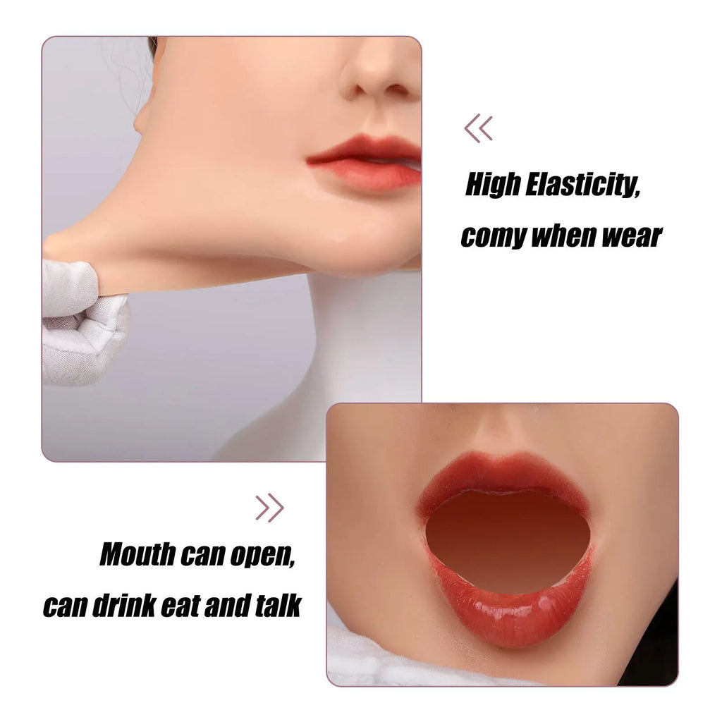 Realistic Silicone Mask With Neck Head Cover Makeup Crossdresser Cosplay Beauty Mask Collection Male to Female Full Head Mask - Big Tim's Magic Emporium