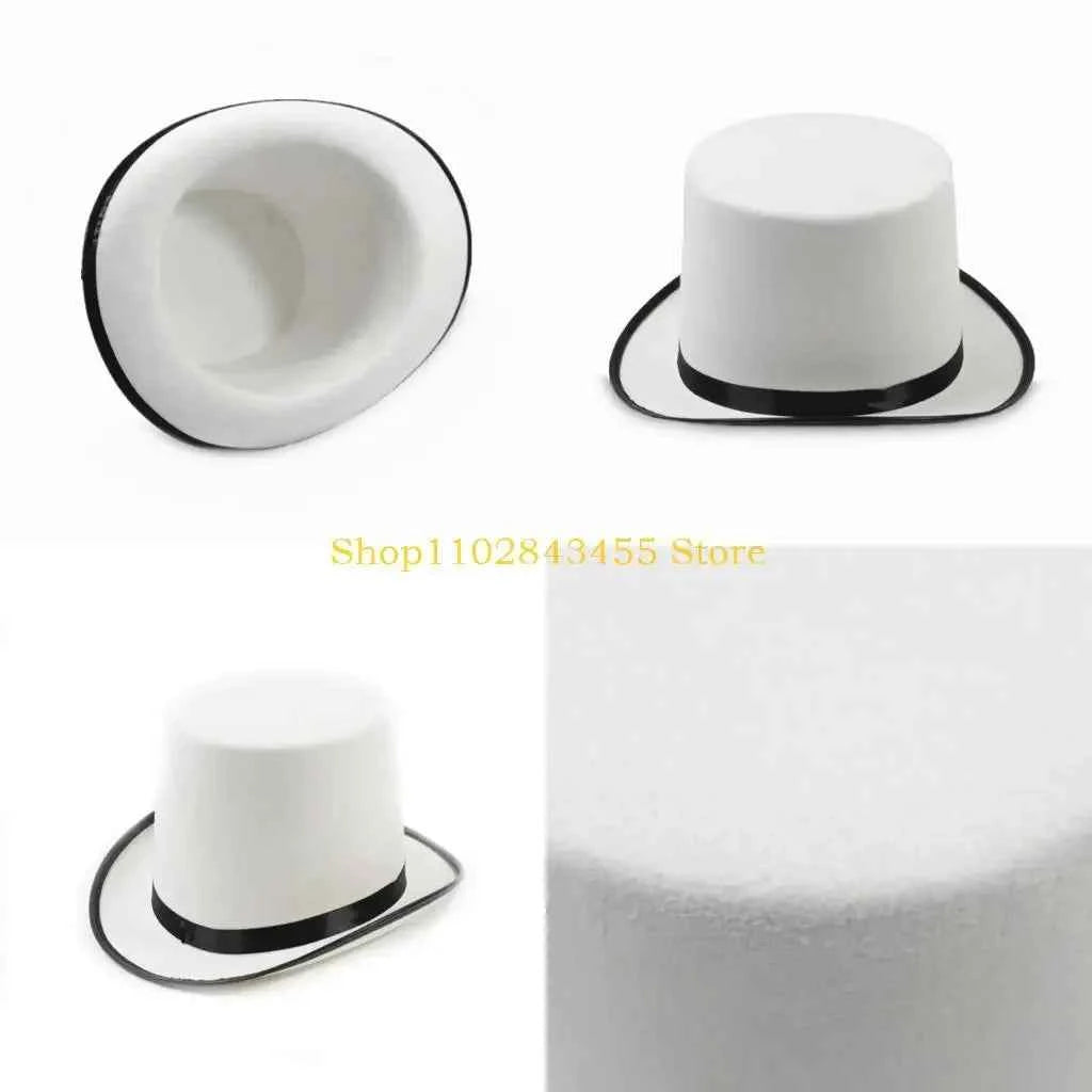 49MC Magician Top Hat White Top Hat Magician Performed Hat Stage Performances Bowler Top Hat Fancy Dress Costume