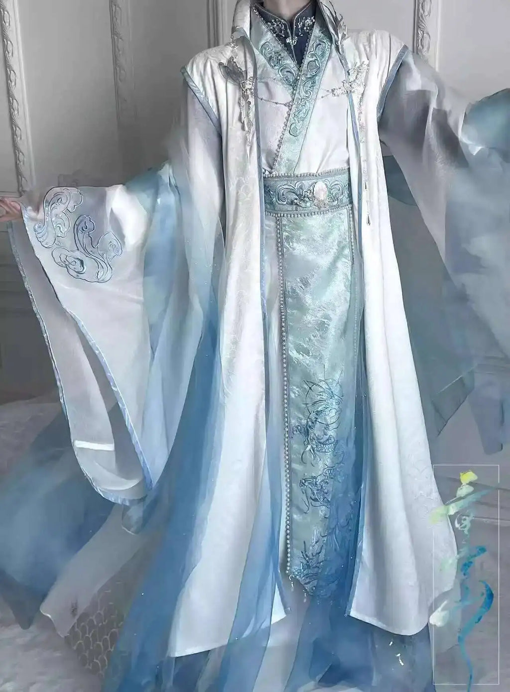 Nezha Aobing Cosplay Costume Hanfu Uniform Horns Sticker Ao Bing Ancient Clothing Ne Zha 2 Halloween Women Men High Qualityv - Big Tim's Magic Emporium