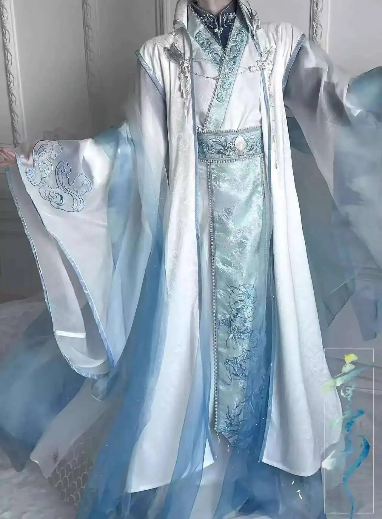 Nezha Aobing Cosplay Costume Hanfu Uniform Horns Sticker Ao Bing Ancient Clothing Ne Zha 2 Halloween Women Men High Qualityv - Big Tim's Magic Emporium