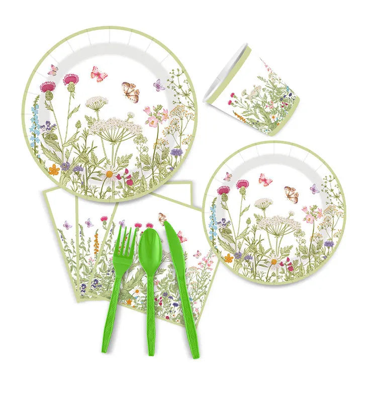 240pcs Spring Flowers Fresh Disposable Paper Tableware Wildflower Plate Birthday Party Decoration Party Supplies Party - Big Tim's Magic Emporium