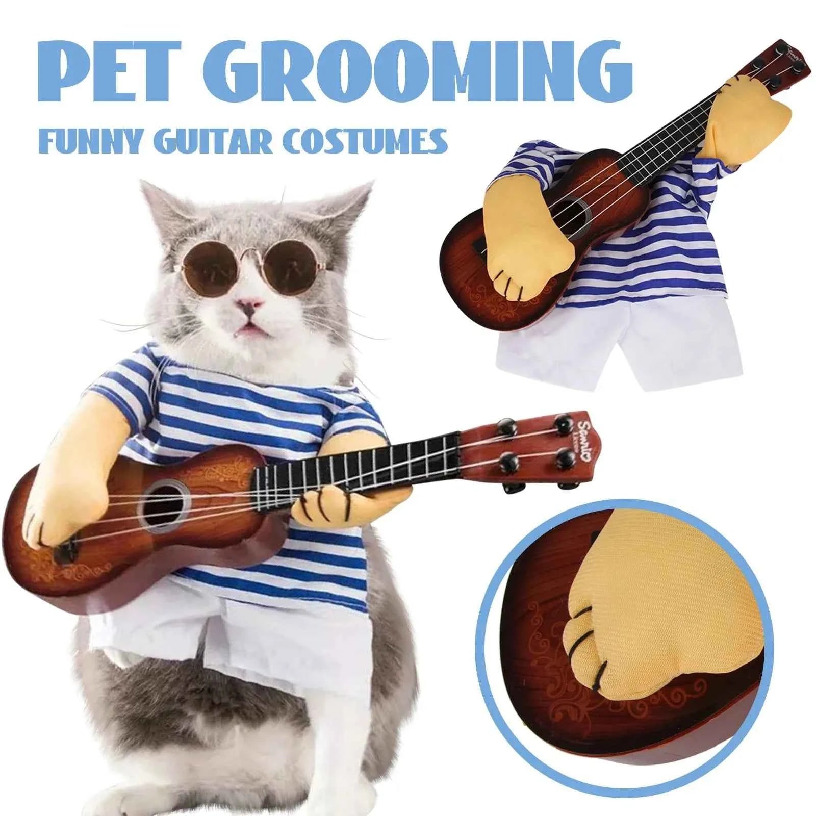 Pet Guitar Costume Funny Dog Costumes Guitarist Player Halloween Christmas Cosplay Party Dog Cat Clothes Dressing Up Outfits
