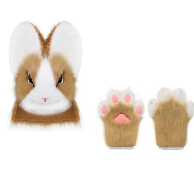 Big Ear Rabbit Head Cover Cosplay Costumes Original Realistic Furry Animal Kigurumi Halloween Wearable Fursuit Accessories - Big Tim's Magic Emporium
