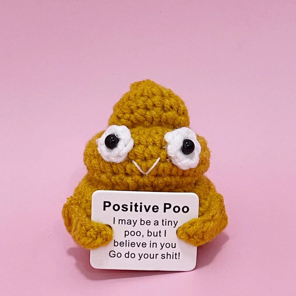 Portable Party Doll with Positive Card Holiday Funny Kids Adults Decoration Pocket Hug Poo Knitting Wool Gift Birthday Office - Big Tim's Magic Emporium