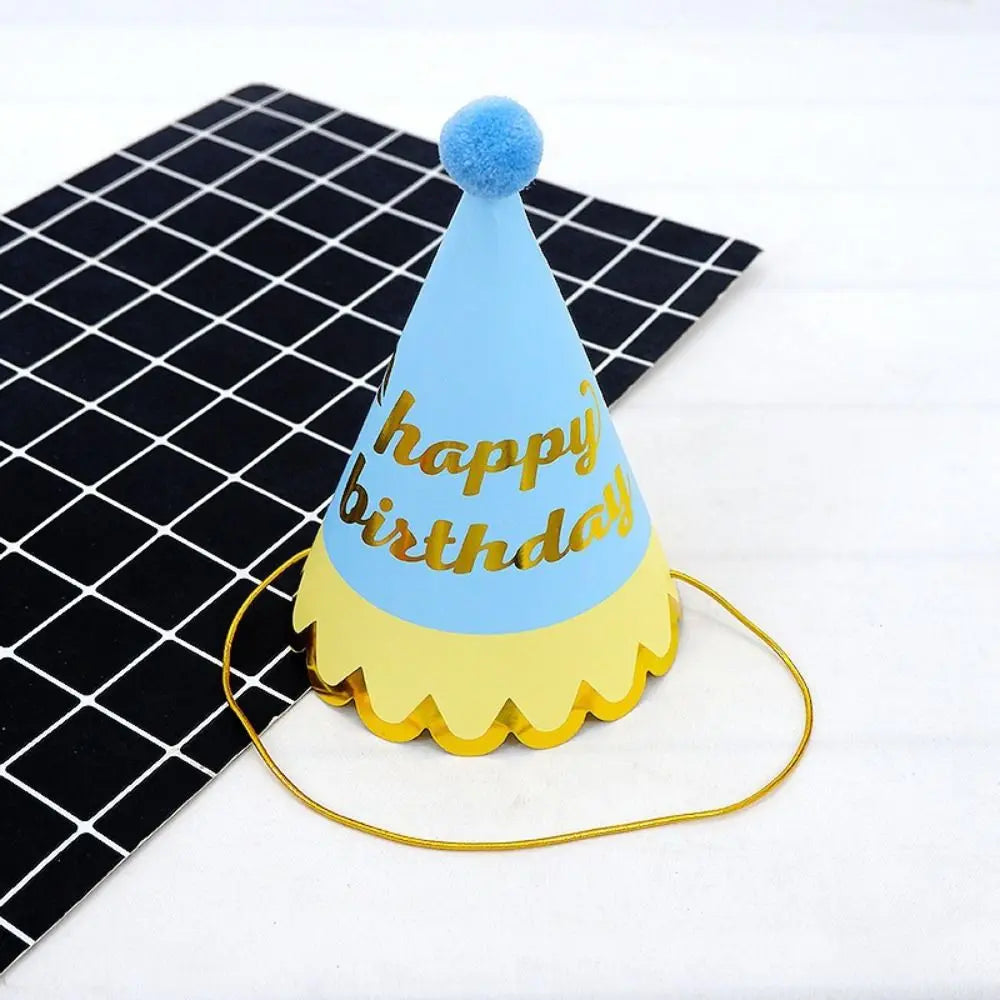 Happy Birthday Party Hats DIY Handmade Cap Crown Baby Shower Decoration Boy Girl Birthday Party Photo Props