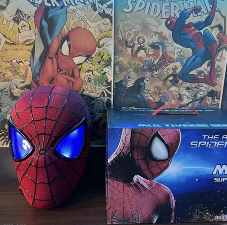 1:1 Mascara Miles Spider-Man Headgear Cosplay Moving Eyes Electronic Mask Remote Control Toys Cosplay costume Adults Kids Gift by Big Tim's Magic Emporium