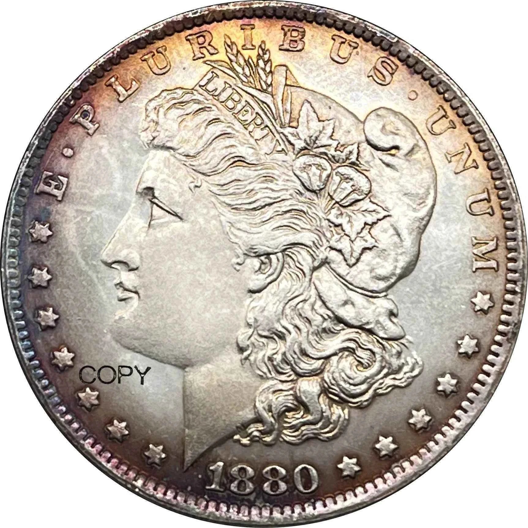 US 1880 S 1 One Dollar Morgan Silver Plated America Copy Commemorative Coin United States Ww2 Liberty Moneda Collectible Coins