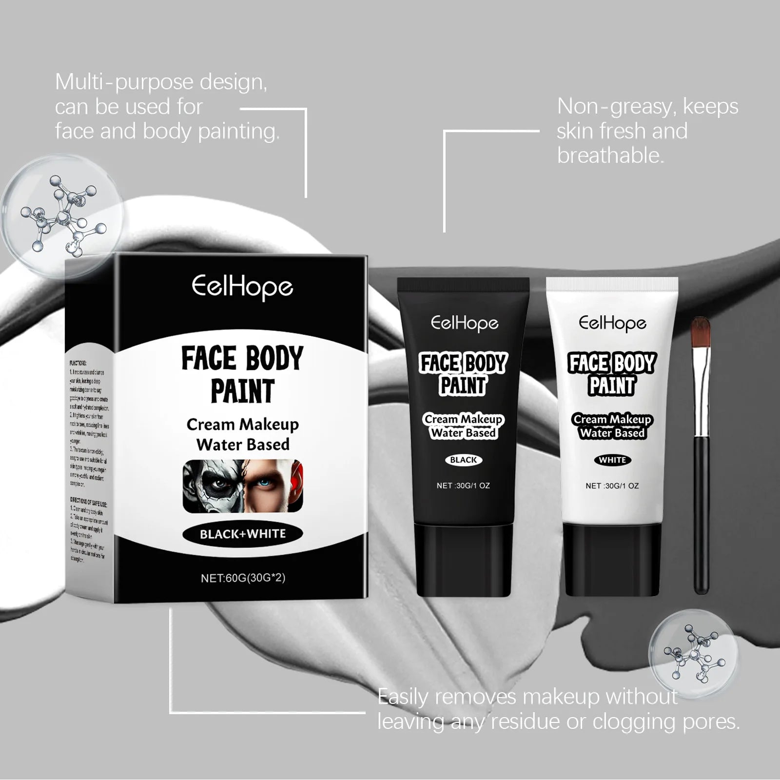 Halloween Black and White Foundation Paint Cream Concealer Easily Cover Skin Tone Clown Makeup Effect Cosplay Lasting Cosmetics - Big Tim's Magic Emporium