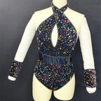 Sequined Rhinestone Bodysuit & Gogo Dance Performance Outfit