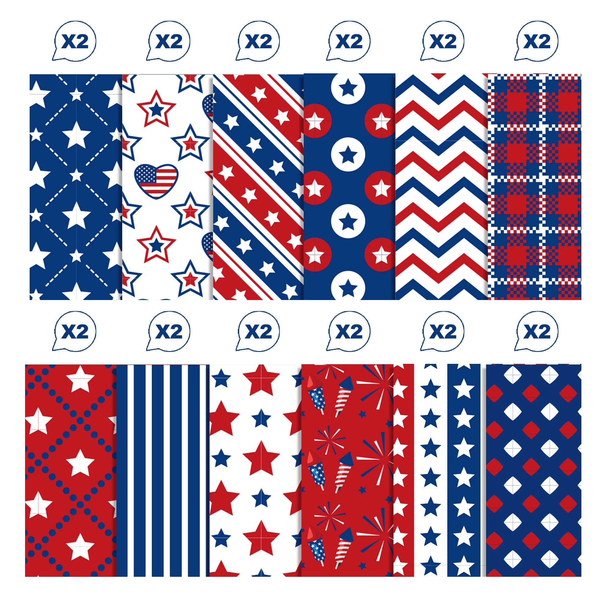 Blue USA July 4th Day Handbook Background DIY Scrapbook Paper and Washi Tape Material Background DIY Origami Decorative Paper
