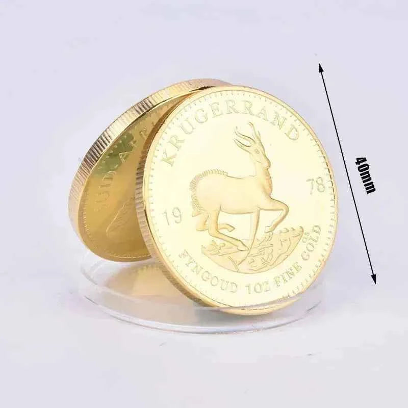 Gold Krugerrand Coin 4cm Wealth Simulator Royal Minted Token Replica For Wealth Gift Home Decorr Coin Collection