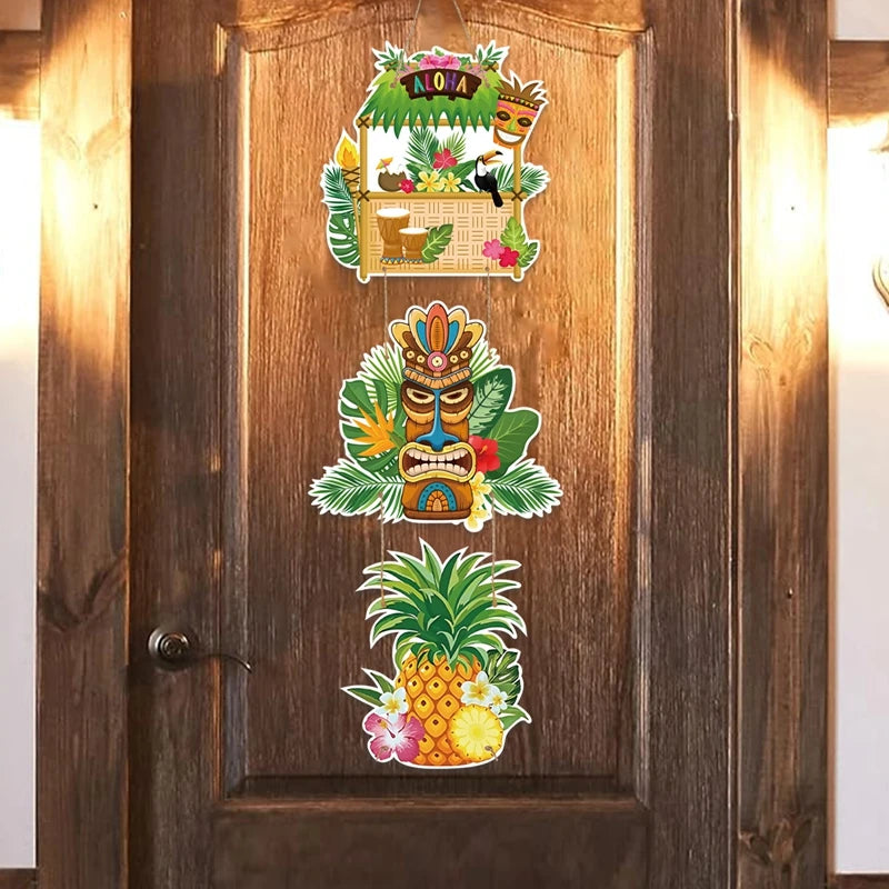 Hawaiian Party Paper Door Hanging Pendants Aloha Party Tropical Beach Party Banner Happy Summer Hawaii Birthday Party Supplies - Big Tim's Magic Emporium