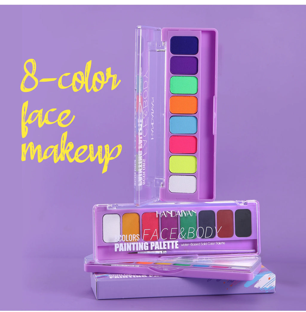 8 Color Face Body Paint Palette Water Soluble Fluorescent UV Makeup Halloween Party Cosmetics Fancy Dress Beauty