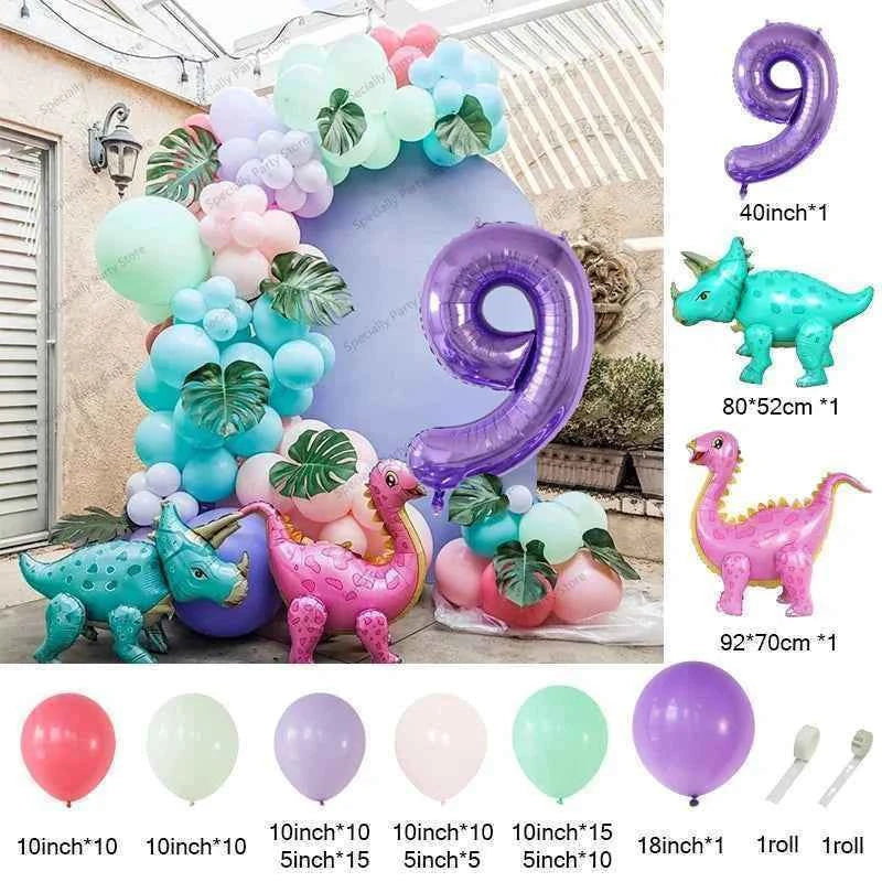 91pcs/Set Dinosaur Arch Garland Kit Animal Foil Balloon Childrens Birthday Party Decoration Supplies Air Globos Kids Toys Ball
