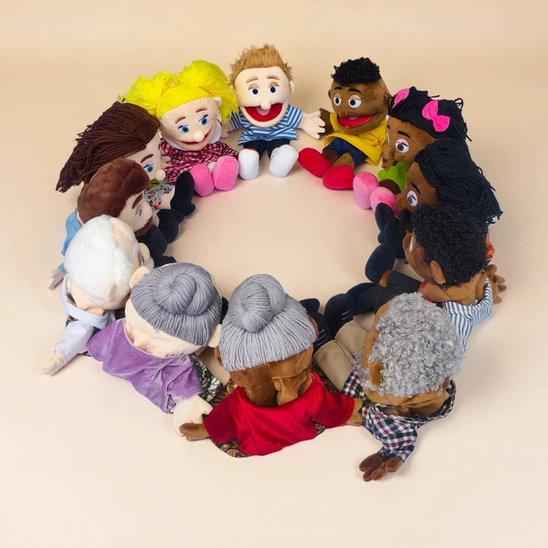 Family Hand Puppets – 38cm Plush Character Puppets for Storytelling & Role Play - Big Tim's Magic Emporium