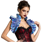 Metallic Ruffled Renaissance Neck Shrug Holographic Victorian Shoulder Capelet