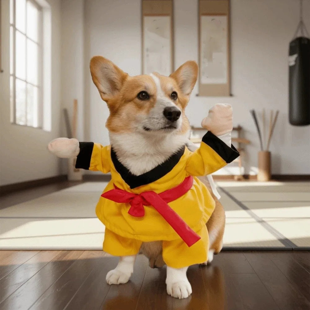 Funny Pet Taekwondo Costume Comfortable Breathable Cat Cosplay Costume Uniform Style Pet Transformational Outfit Cosplay Event