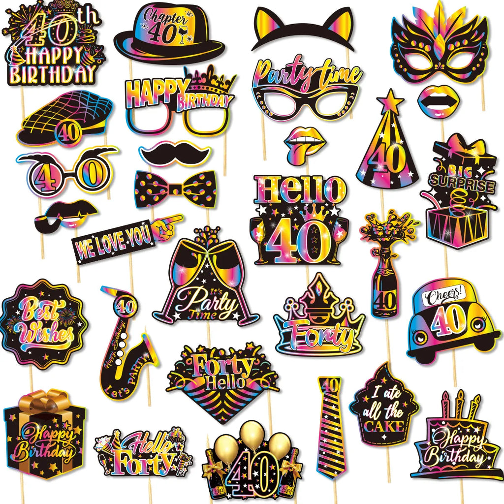 Birthday Party Decoration Photo Props 30 40 50 Birthday Party Glasses Decoration
