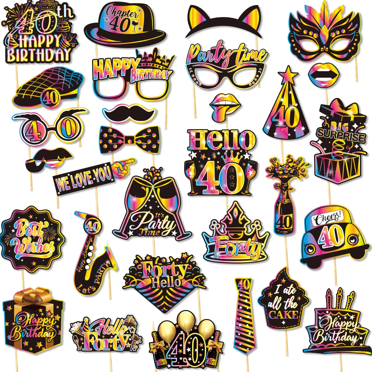 Birthday Party Decoration Photo Props 30 40 50 Birthday Party Glasses Decoration