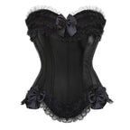 Lace Overlay Boned Overbust Corset Bustier Top Plus Size Body Shaper