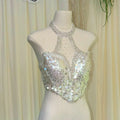 Mermaid Corset, Strapless Sequin Corset, Camisole Top, Rhinestone Hanging Neck, Aquarium Photography, Corset Clothing