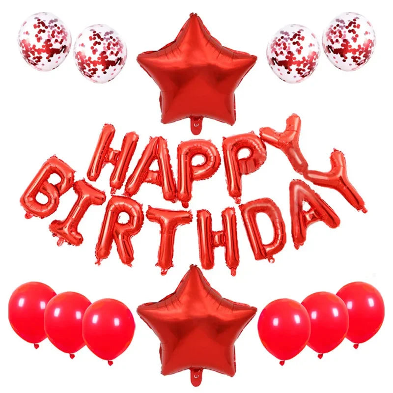 25Pcs/Set Happy Birthday Balloons Blue Foil Letter Balloon 12inch Confetti Latex Balloon For Boy Birthday Party Decoration