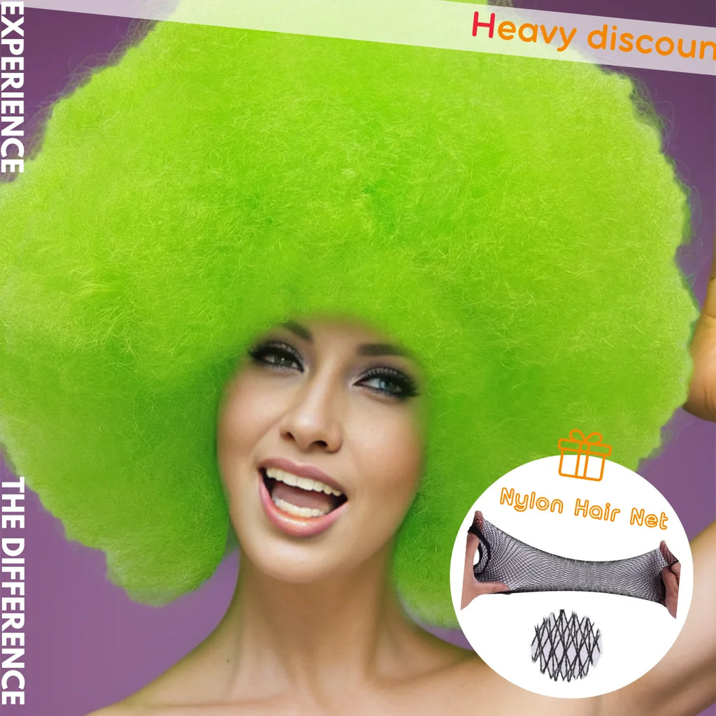 Afro Clown Cosplay Wigs for Women Black Cap Big Top Football Fans Wigs Halloween Adults Unisex Synthetic Hair Black Men Curly - Big Tim's Magic Emporium