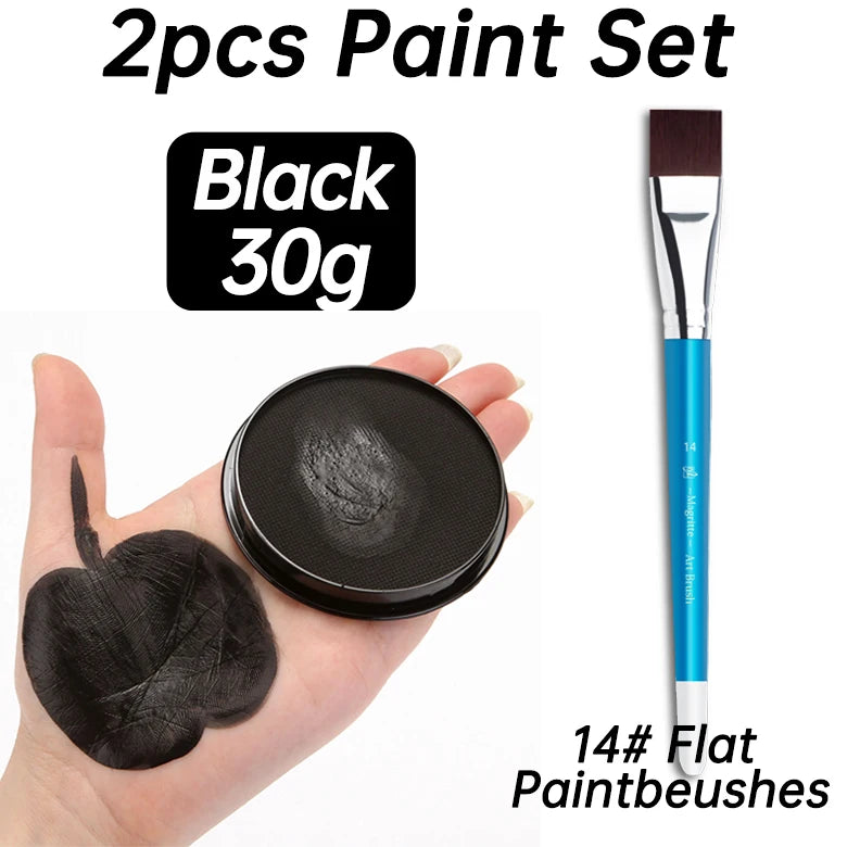 2pcs Water Based Paint Set for Halloween Makeup with Brushe for Clown,Makeup,Cosplay,Party,Theater - Big Tim's Magic Emporium