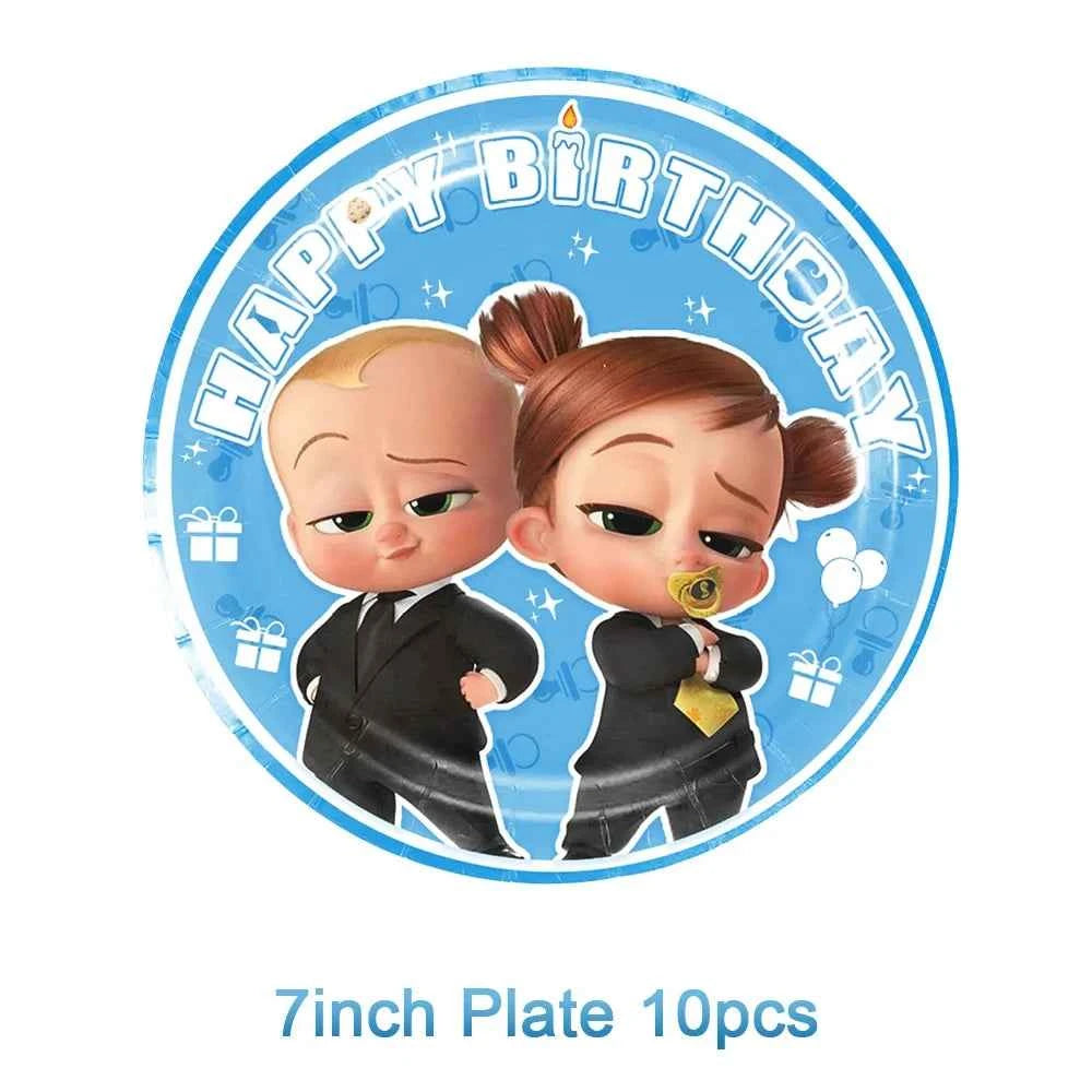 Cartoon Bossed Baby Newborn 1st Birthday Party Decorations Cute Balloons Plates Banner Tableware Set for Kids Party Favors Gifts
