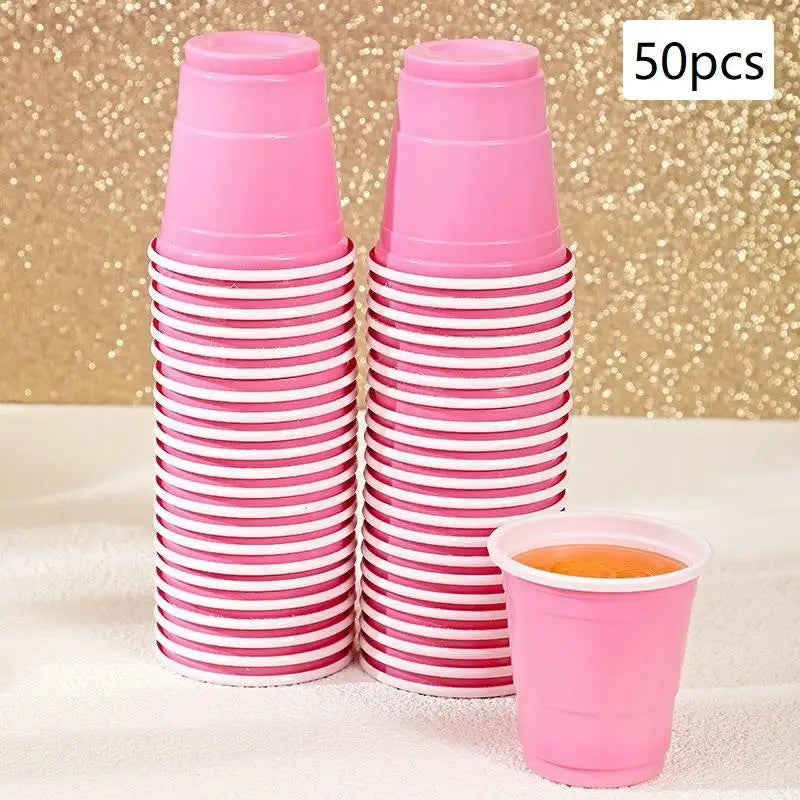 50pcs Party Disposable Plastic Cups Birthday Wedding Festival Beer Drink Soda Cups Party Game Cups - Big Tim's Magic Emporium
