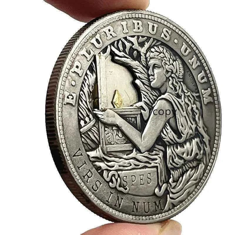 Mechanism Movable Coin Hobo Nickel Pandora`s Box Morgan Dollar Roman Booteen Amazing Art Creative Gift