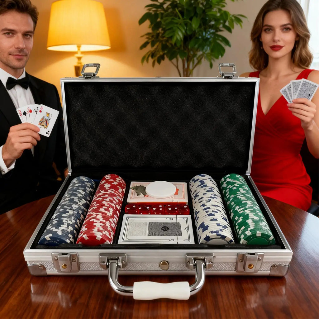 Poker Sets With Case Party Props No-Denomination Professional Poker Sets For Players Game Enthusiasts Collectors Event Planner - Big Tim's Magic Emporium