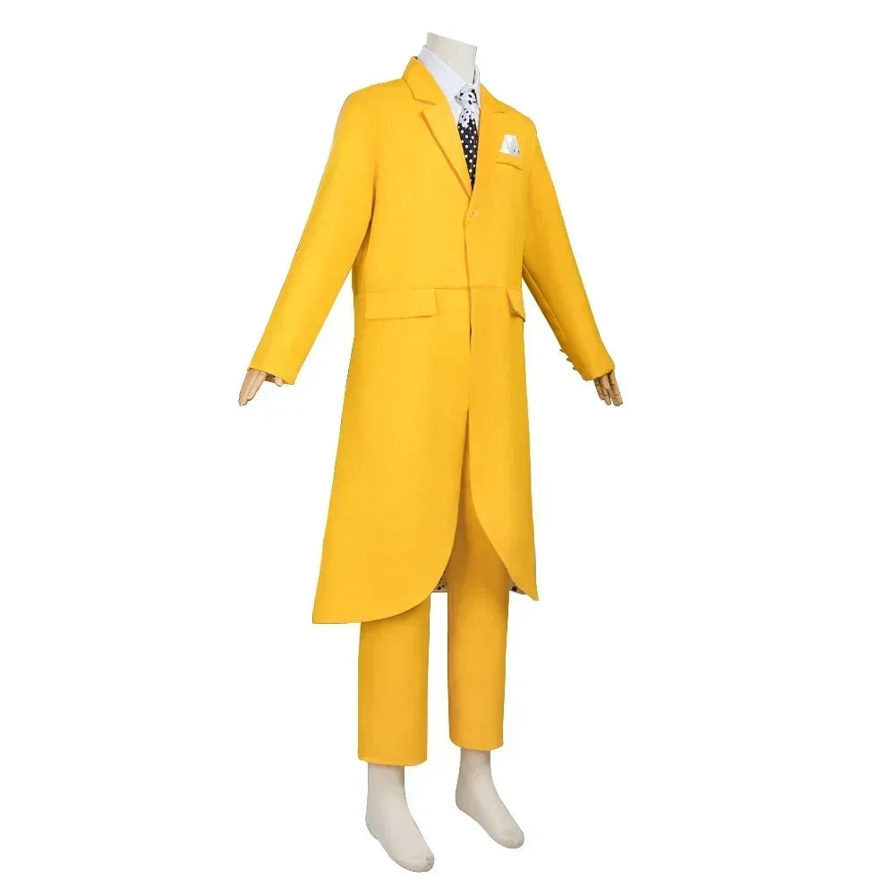 Movie The Mask Cosplay Yellow Uniform with Hat Green Mask Halloween Carnival Party Clown Props Costume - Big Tim's Magic Emporium