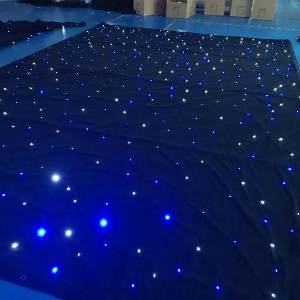 Stage Backdrop LED Blue&White 3x4meter Star Curtain for Wedding Stage Show Background