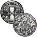 Memento Mori Challenge Coin - Skull & Hourglass Design, Carpe Diem, Roman Numerals, Motivational Coin for Life Reminders