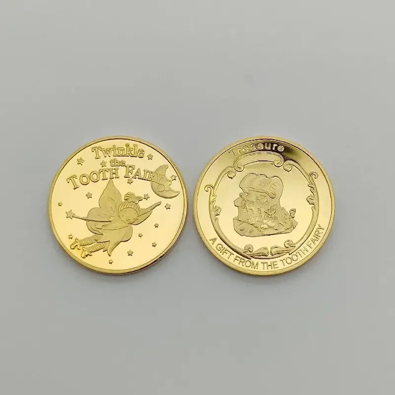 Tooth Fairy Gold Plated Commemorative Coin Creative Kids Tooth Change Gifts Physical Metal Coin Crypto Commemorative Coin